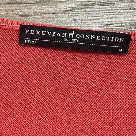 Peruvian Connection Striped Knit Dress Orange Womens 3/4 Sleeve Sz M - Picture 5 of 6